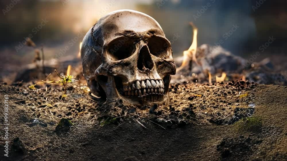 Mysterious Scene of a Skull Surrounded by Flames Mysterious Scene of a Skull Surrounded by Flames