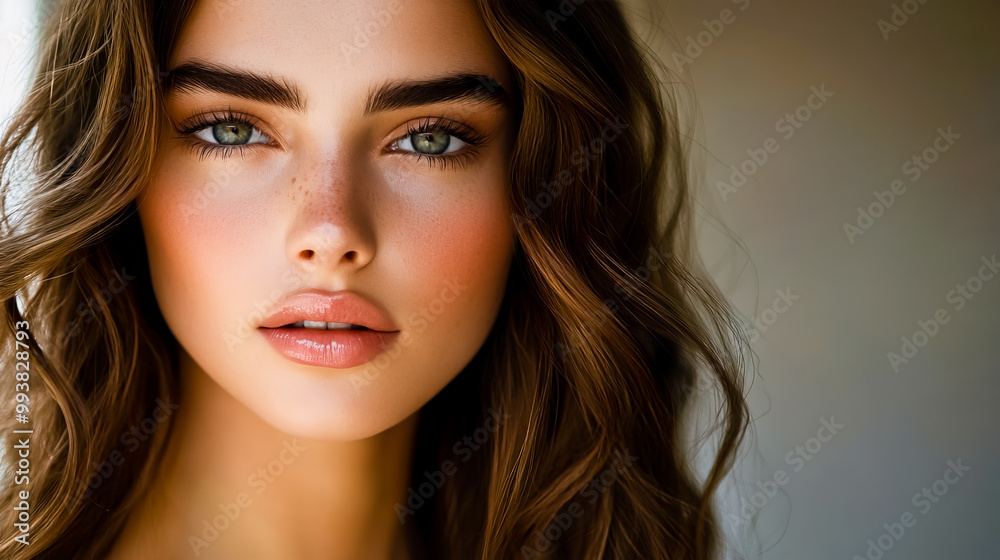 Fototapeta premium Close-up portrait of a young attractive woman.