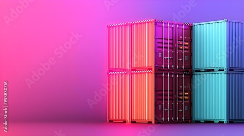 Cargo Containers Behind Digital Wall in Urban Setting