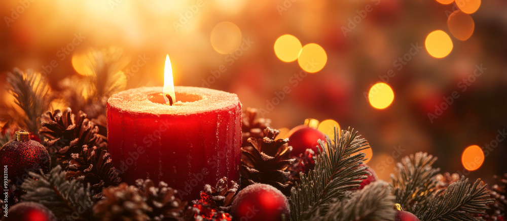 Christmas decoration with red advent candle