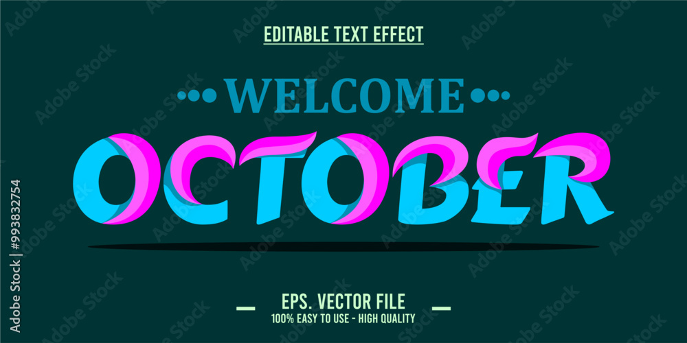 editable text effect welcome october typography editable text effect welcome october typography