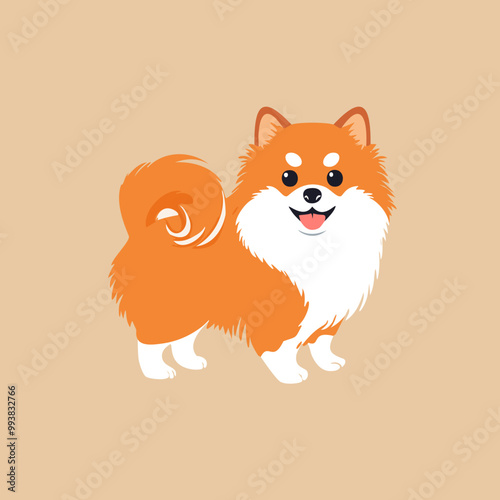 Adorable Pomeranian spitz illustration in a minimalist style 