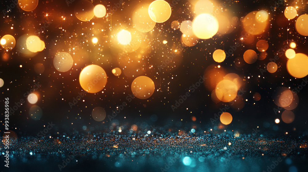 Shiny gold banner with bokeh lights creating a celebratory atmosphere, leaving ample space for text or achievement details Shiny gold banner with bokeh lights creating a celebratory atmosphere, leaving ample space for text or achievement details