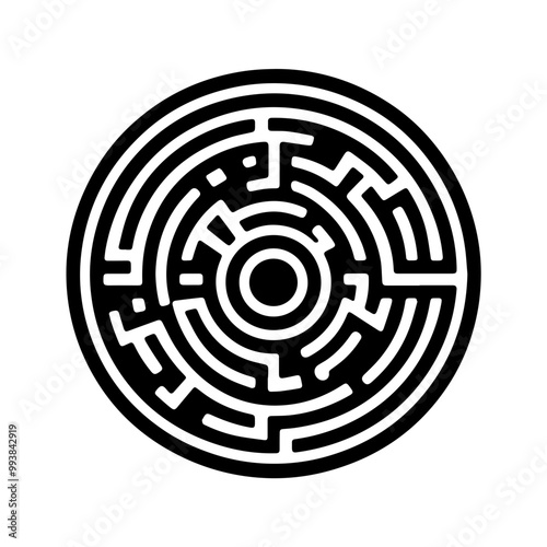 Black circle vector maze 