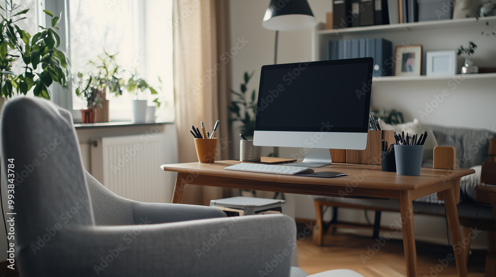 Comfortable Home Office Setup with a Computer