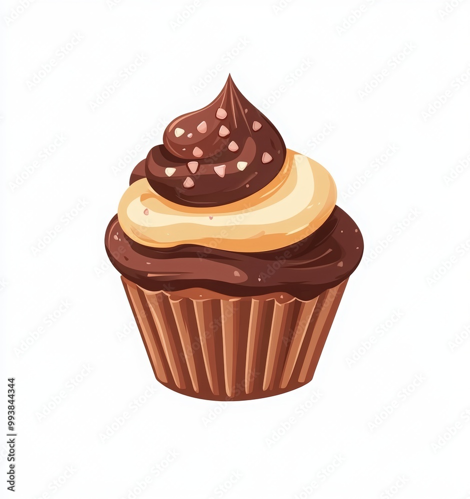 Happy Chocolate Cupcake Day vector illustration with cupcake on a white background for greeting card, poster, or banner design. chocolate day holiday
