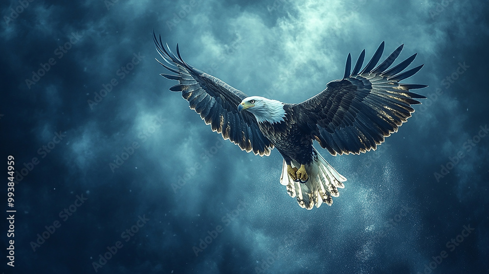 Obraz premium Eagle in Flight on Solid Background