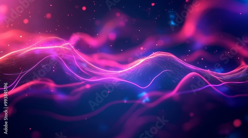 Abstract Glowing Lines and Waves Digital Art