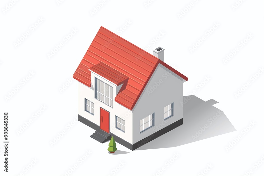 ai generative 3d model house white background ai generative 3d model house white background