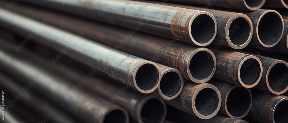 Abstract Composition of Stacked Stainless Steel Pipes Abstract Composition of Stacked Stainless Steel Pipes