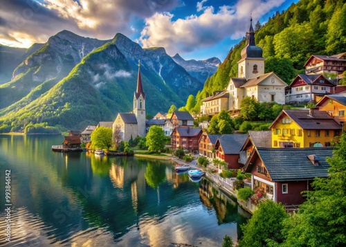 Ancient Halstatt Culture Artifacts and Archaeological Discoveries in a Scenic European Landscape photo