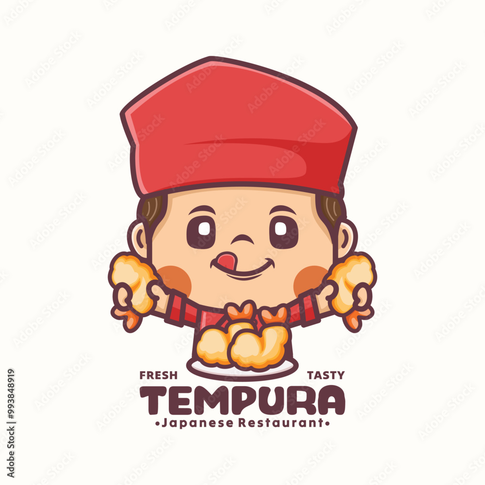 tempura chef cartoon mascot logo template design tempura chef cartoon mascot logo template design