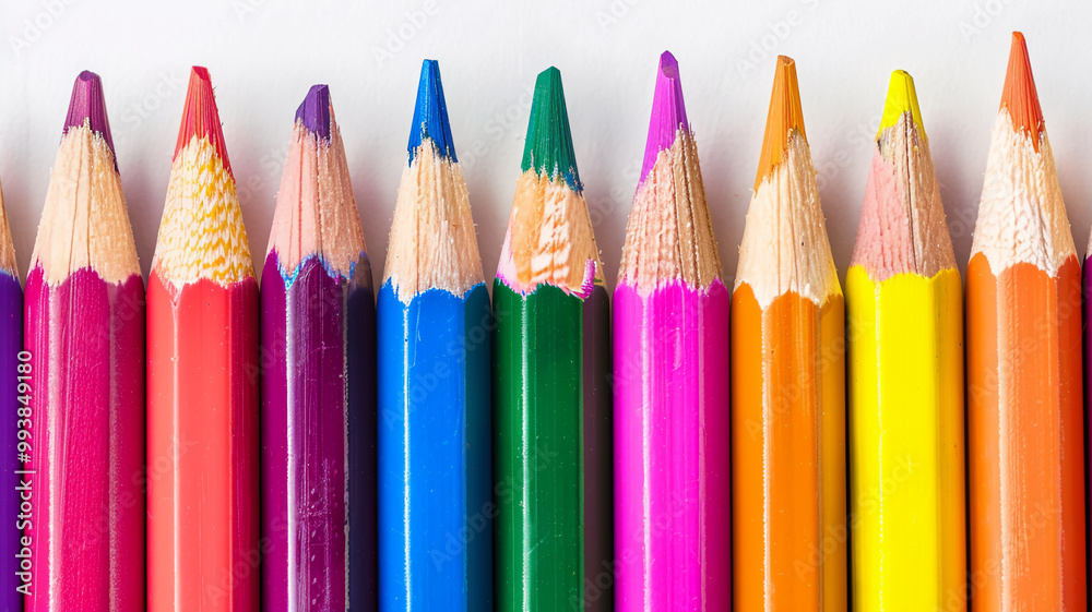Row of colorful wooden pencils on isolated background for art, education, or creative content Row of colorful wooden pencils on isolated background for art, education, or creative content