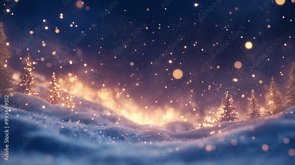 Obraz premium Santa flying through colorful glowing Christmas