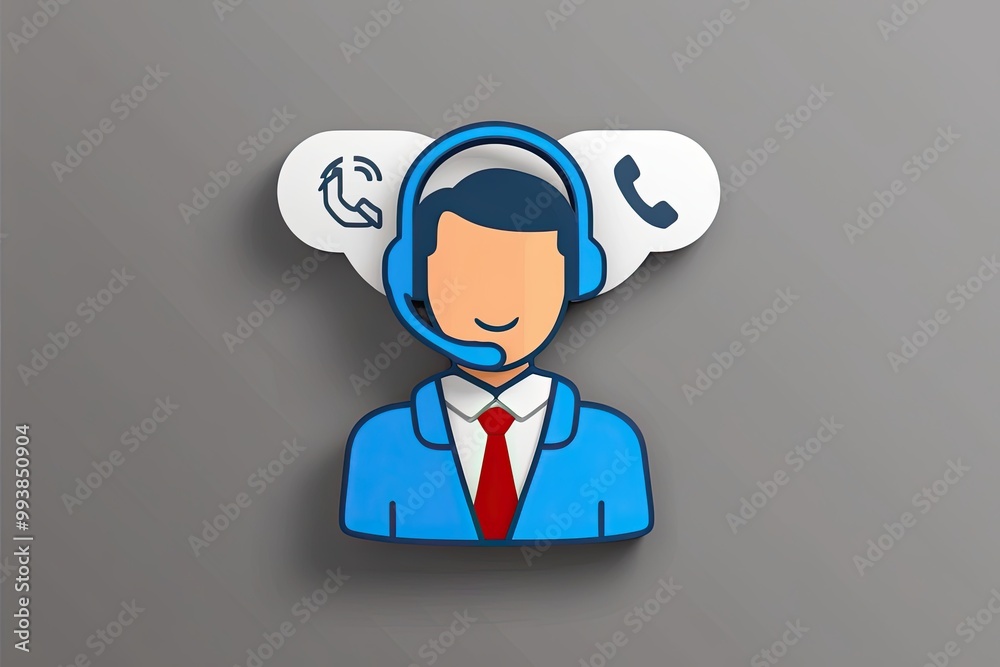 3D Cartoon Minimalist Call Center Customer Service Icon for Contact and Support 3D Cartoon Minimalist Call Center Customer Service Icon for Contact and Support