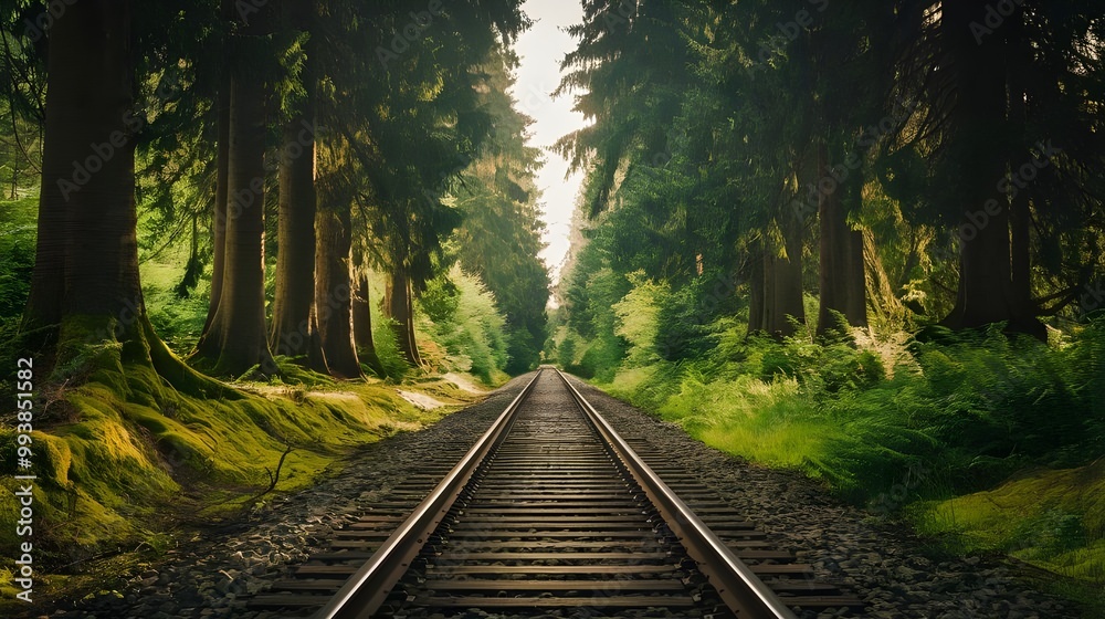 Fototapeta premium Trn Tracks Through Lush Forest