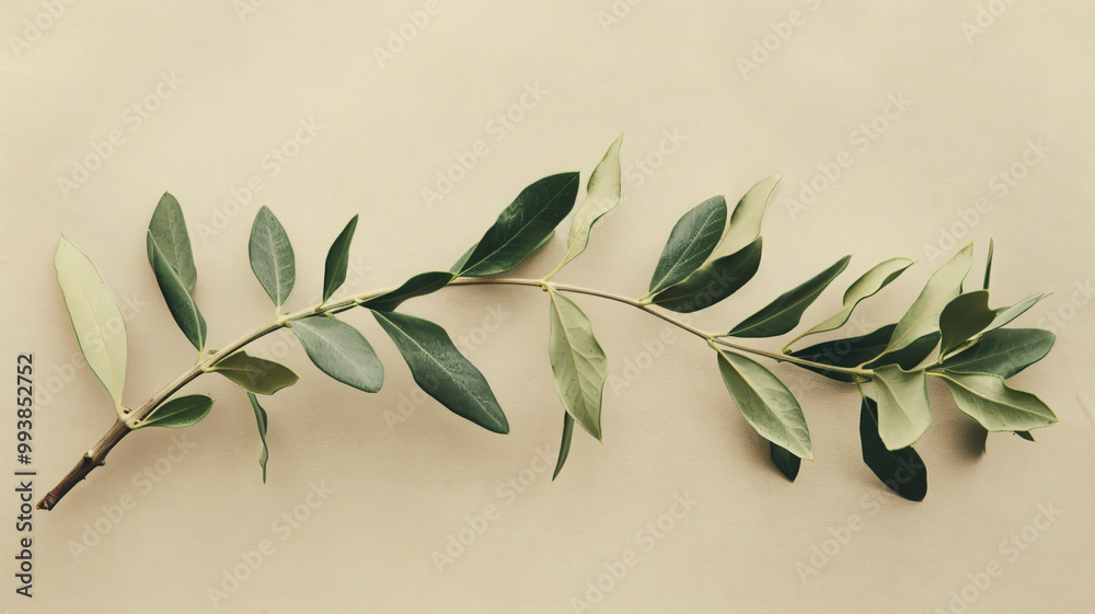 Obraz premium Branch of olive on isolated pale background