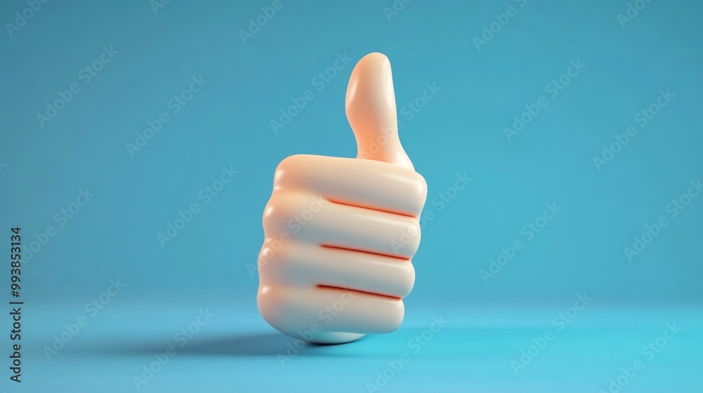 3D Thumbs Up Emoji on Blue Background 3D Thumbs Up Emoji on Blue Background