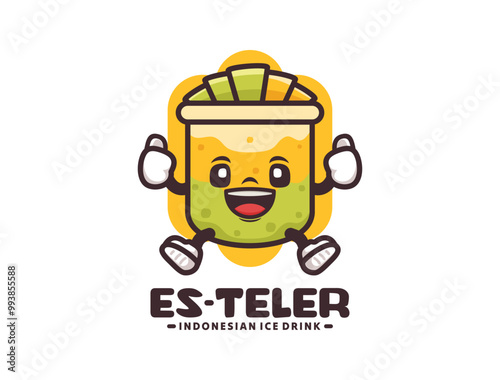 es teler indonesian ice drink cartoon mascot vector illustration photo