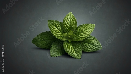 Fresh mint leaf vector icon for design and nature-themed projects. photo