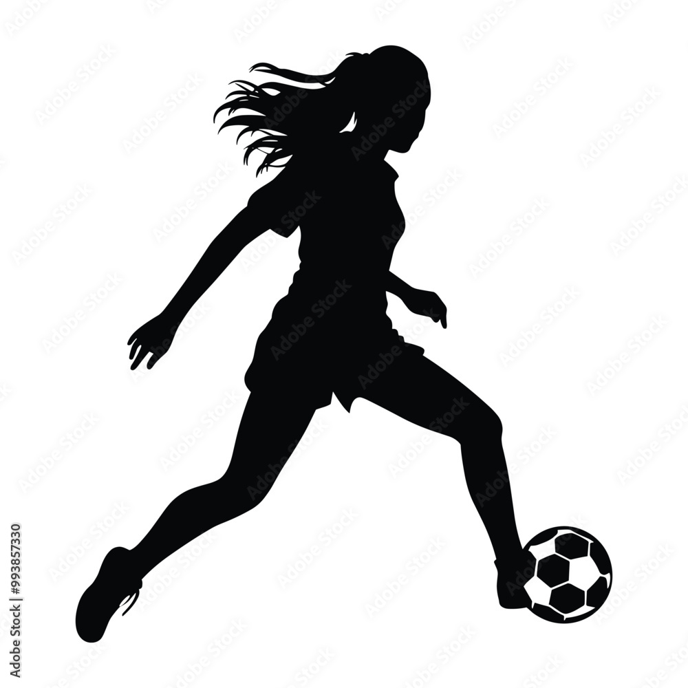 Obraz premium Soccer girl player silhouette vector