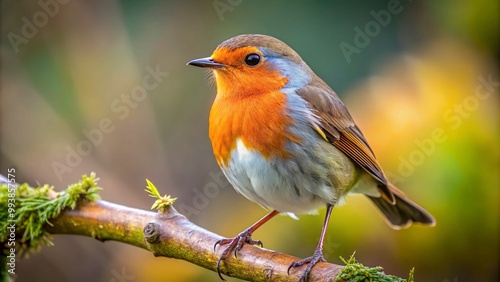 Beautiful Female Robin Perched on a Branch in Natural Habitat, Capturing Nature's Elegance