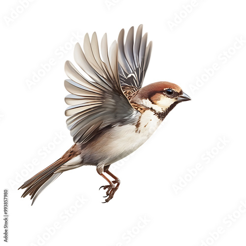 Flying Sparrow Image, Bird in Motion, Bird Photography, Nature, Wildlife, HD Quality, Living Room Art, Home Decor, Bird Lovers Gift photo