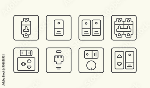 Electric switch, board, circuit, socket and regulator line illustration design