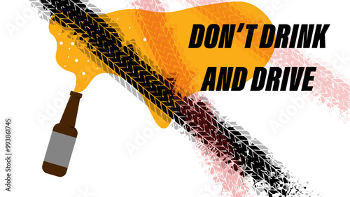 Brown liquor bottles on the road have black and red rubber patterns with the message "Don't drink and drive".