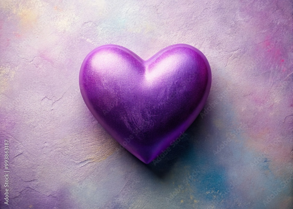 Obraz premium Beautiful purple heart shape on a soft pastel background, symbolizing love and compassion.