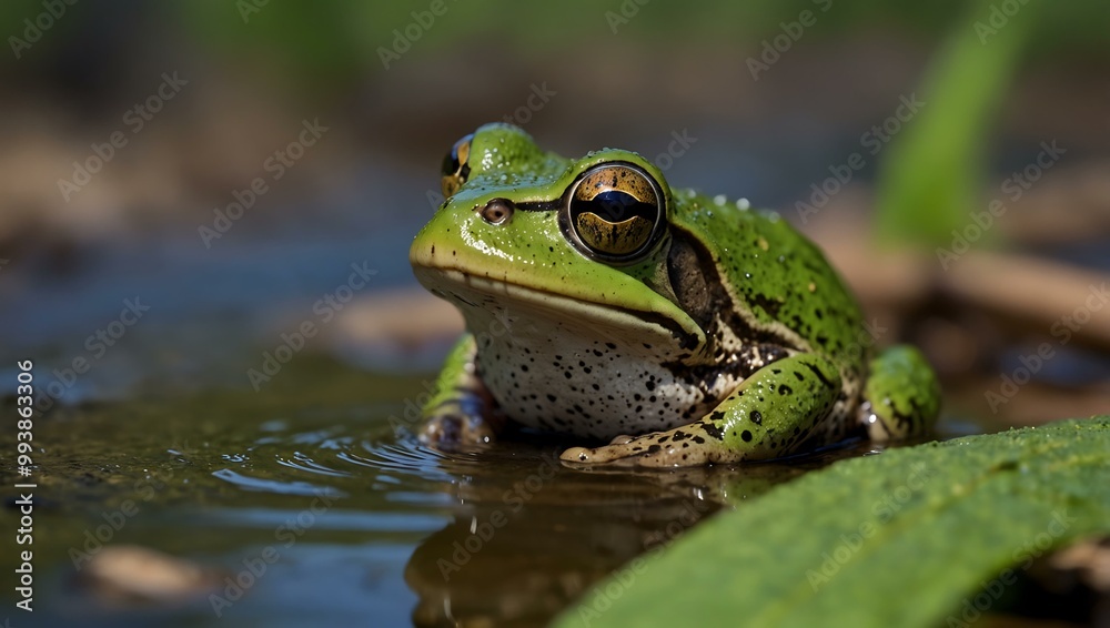 Green frog in a Wisconsin conservation area. Green frog in a Wisconsin conservation area.