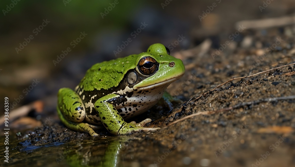 Green frog in a Wisconsin conservation area. Green frog in a Wisconsin conservation area.