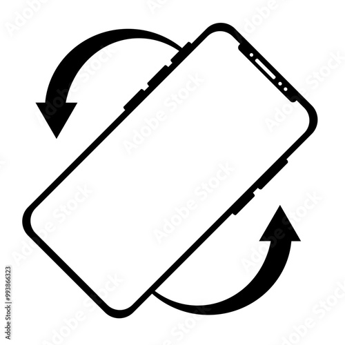 rotate your phone from horizontal to vertical icon .  smart phone black vector icon 
