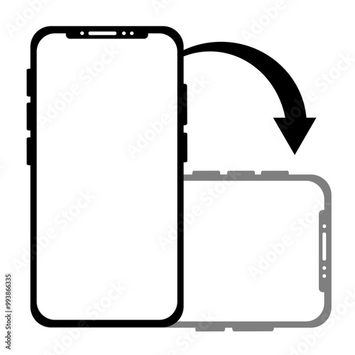 rotate your phone from horizontal to vertical icon .  smart phone black vector icon 
