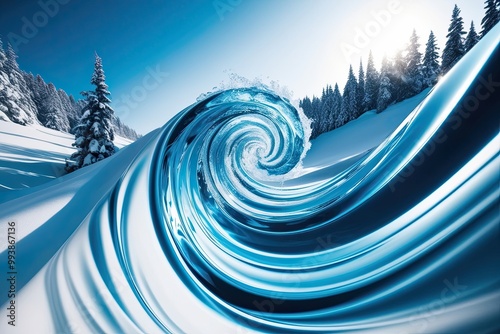 Cobalt Flow Graphics for Inviting Winter Scenes with Frigid Wave Spiral Background photo