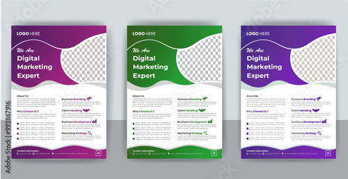 Business Leaflet Brochure Flyer template Design Set. A4 flyer design template for print.