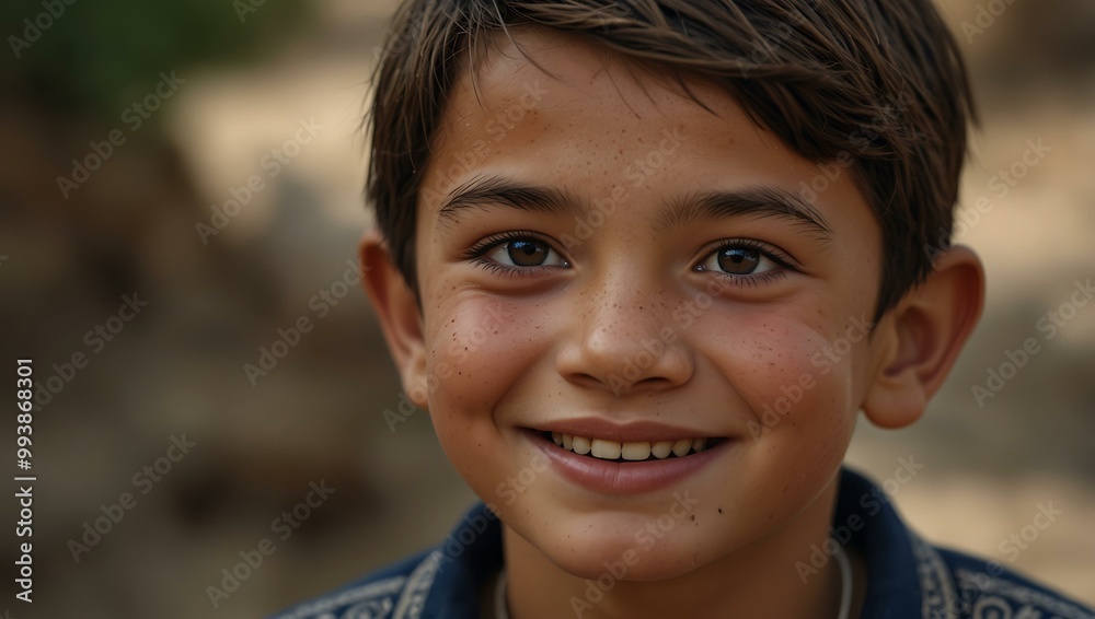 Happy smiling boy from Uzbekistan, ultra-realistic portrait. Happy smiling boy from Uzbekistan, ultra-realistic portrait.