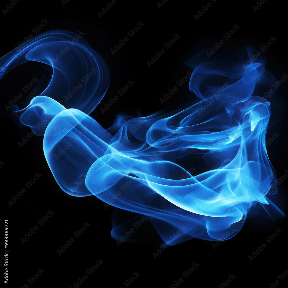 Abstract Blue Flames Twisting and Turning