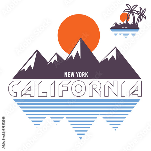 california t shirt design vector illustration template design