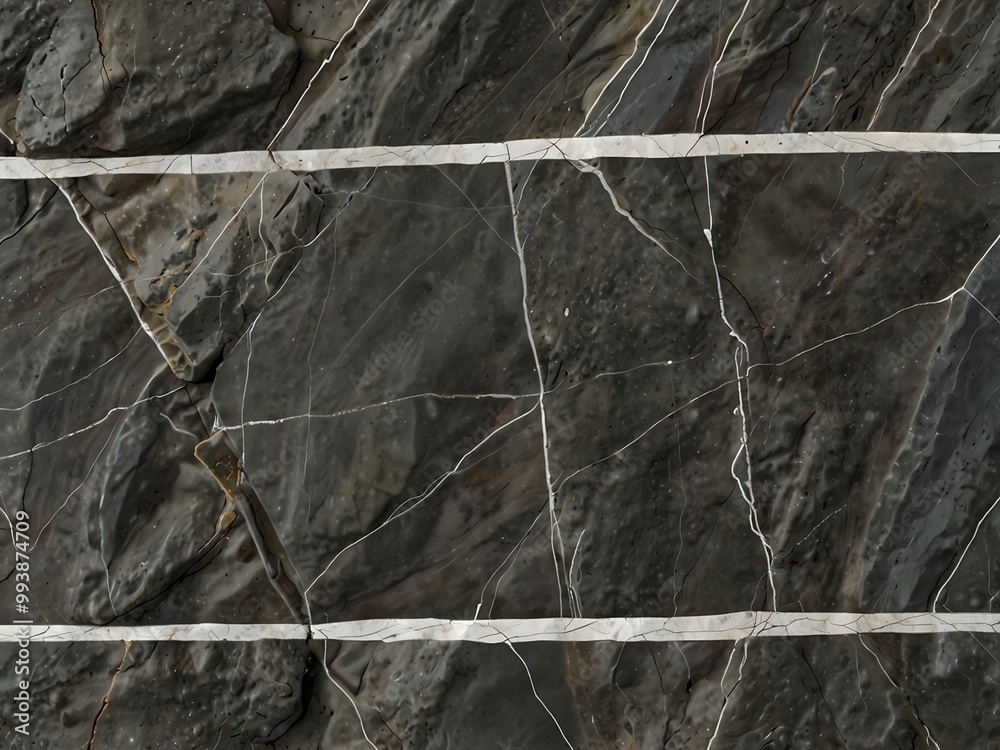 Intricate gray river rock with white parallel lines. Intricate gray river rock with white parallel lines.