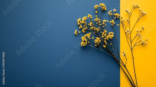 Mustard yellow, navy blue, and white create a bold yet classic combination ideal for modern branding photo