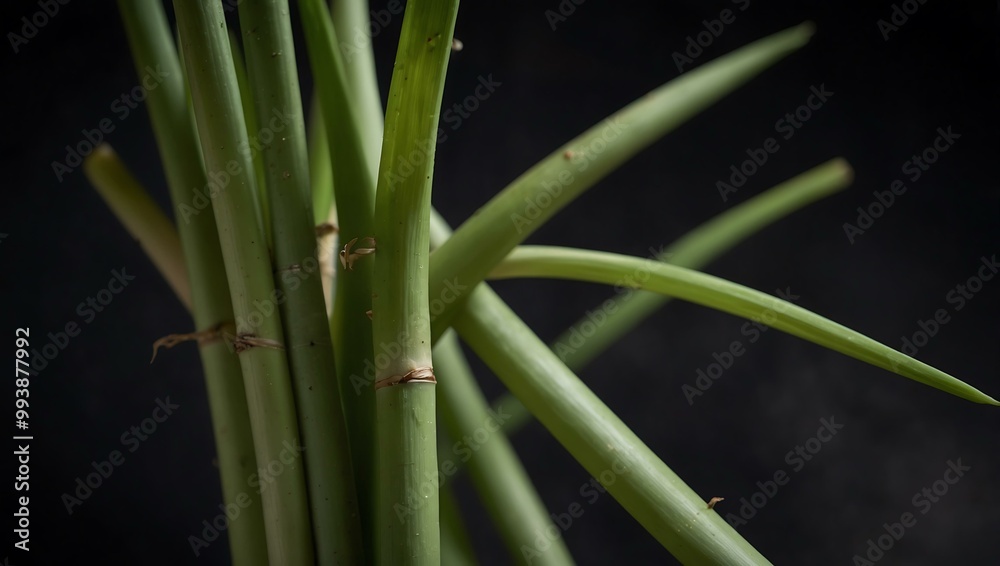 Lemongrass showcased against a blurred dark background. Lemongrass showcased against a blurred dark background.