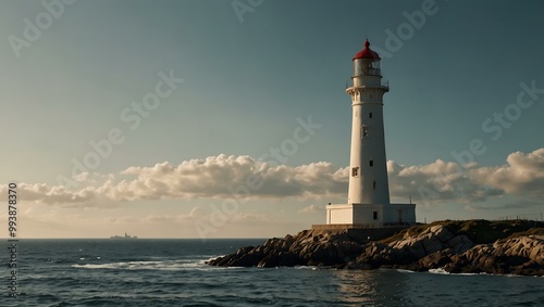 Lighthouse standing tall on the coast.