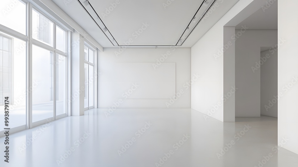 White open space, blank wall. White open space, blank wall.