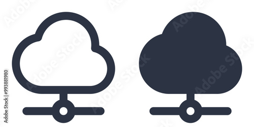 Connection to Cloud or Network Connection simple icons set designed in filled, outline, line and stroke style