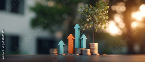 A 3D illustration depicting a positive cash flow scenario, with arrows showing money inflows surpassing outflows. stacks of coins and upward graphs, success in business and personal finance.