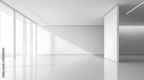 White open space, blank wall. 