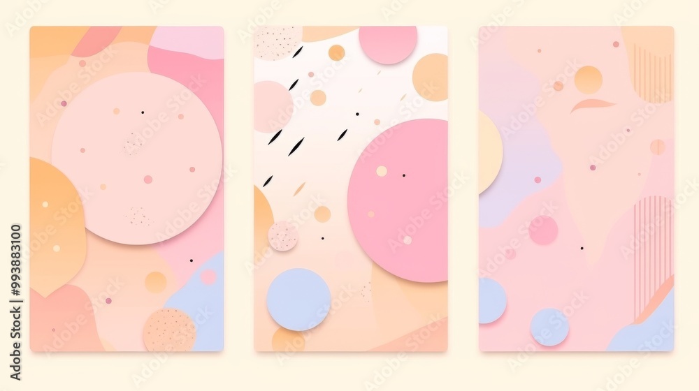 set of  three frame  Modern Abstract Covers Set Featuring Colorful Geometric Backgrounds - Minimalist Design Vector Illustration