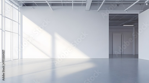 White open space, blank wall. 