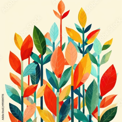 Wallpaper Mural pattern of autumn leaves in vibrant colors Torontodigital.ca